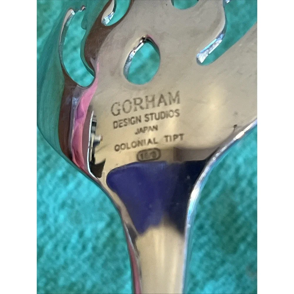COLONIAL TIPT Gorham Stainless Pierced Serving Spoon Glossy 18/8 Japan Flatware